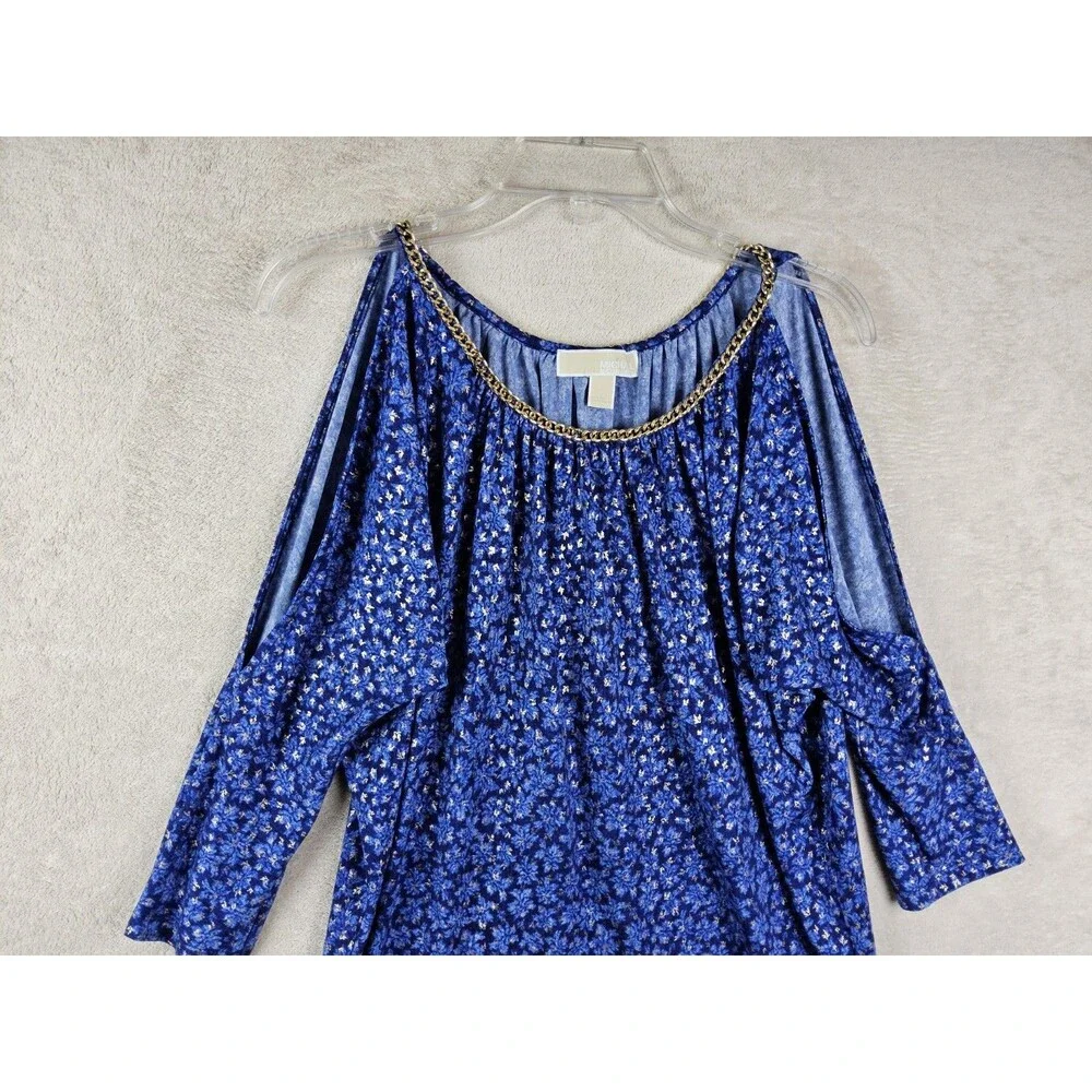 Michael Kors MK Women’s Chain Neck Cold Shoulder Blouse Top Size S